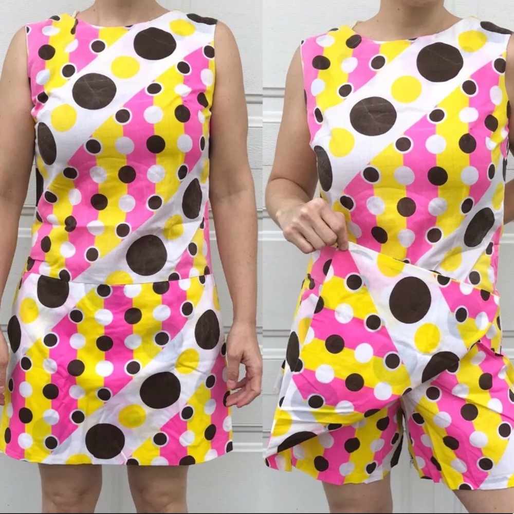 romper skort 60s mod handmade vtg go go dancer